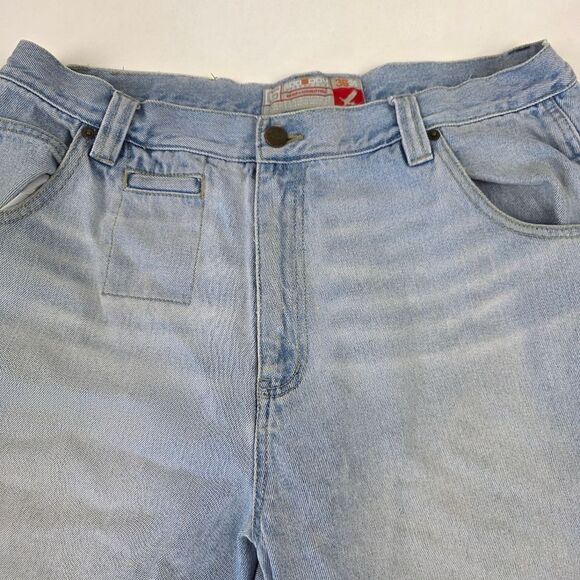 Vintage Y2K God Body Distressed Denim Shorts Baggy Wide Leg Jorts Mens Size 36 - Picture 3 of 11